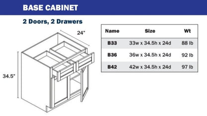B24-B33 Base Cabinet - 2 Doors, 1 Drawer