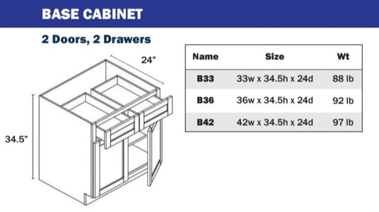 B24-B33 Base Cabinet - 2 Doors, 1 Drawer