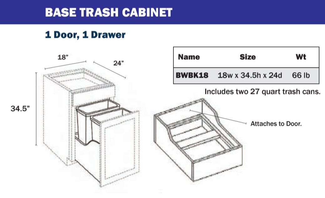 Base Cabinet Trash Pull Out Insert and 2 Cans