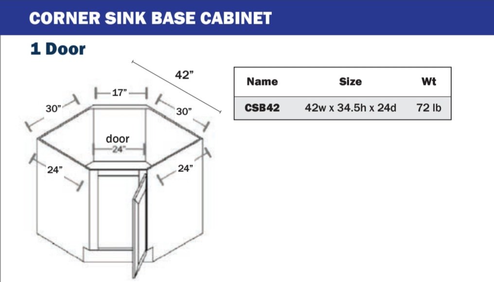 Corner Sink Base - 1 Full Height Door