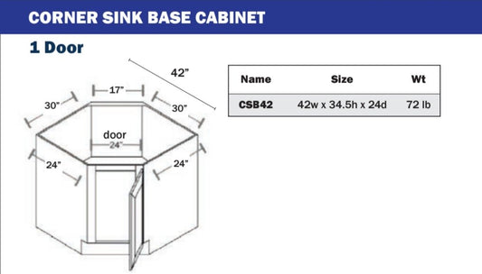 Corner Sink Base - 1 Full Height Door