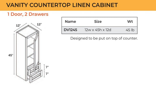 Vanity Tall Cabinet - 1 Door, 2 Drawers