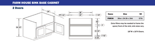 Base Cabinet - Farm Sink Base - 2 Doors